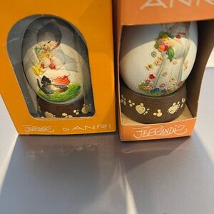 Anri Hand-Painted Decorative Eggs (Set of 2) - White with Colorful Accents